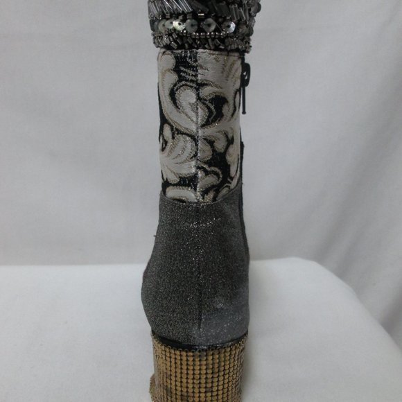 Anthropologie Bettye Mueller Cyd Suede Canvas patchwork boots booties Size 7.5 - Picture 13 of 16